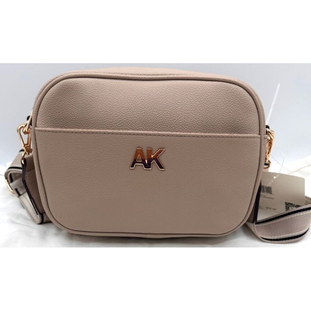 Anne Klein Beige Crossbody Bag Logo Adjustable Shoulder Strap  Detachable Pouch